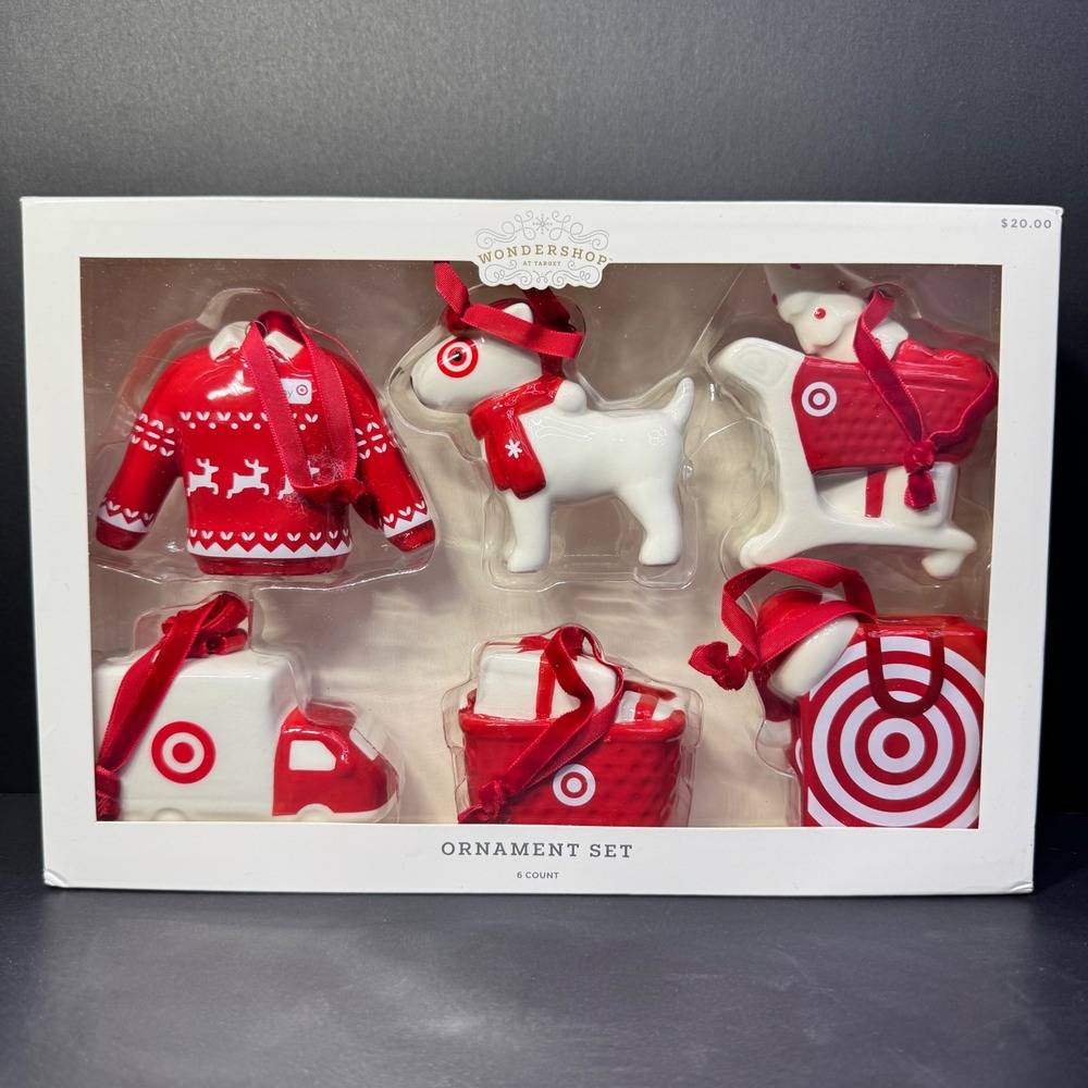 Wondershop Target Bullseye Christmas Ornament Set 6 Count Red White 2024 in‎ Box
